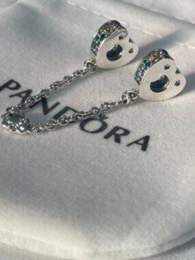 Pandora Rainbow Hearts & Cloud Safety Chain Charm